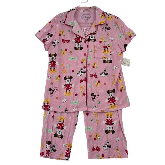 Disney Pajama Set Pink Minnie Mouse Print Size XL Top Size L Bottom - Picture 1 of 13